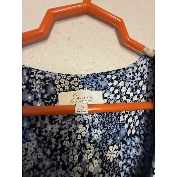 LOFT‎ X-Small Blue Floral Sleeveless Tiered Midi Dress Cottagecore Casual - Picture 5 of 5